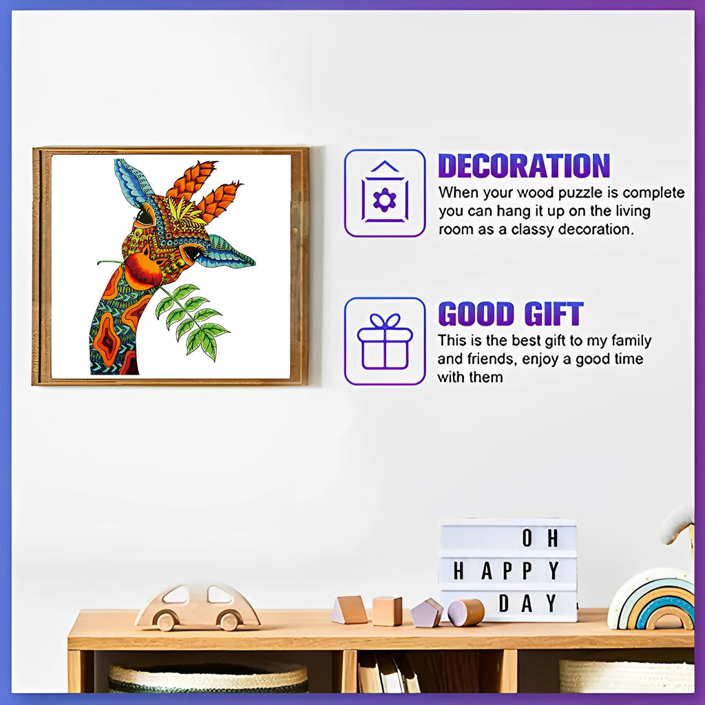 CowLost | giraffe-shape-wooden-puzzle-irregular-animal-patterns-educational-toys-family-diy-games-holiday-birthday-gifts |3