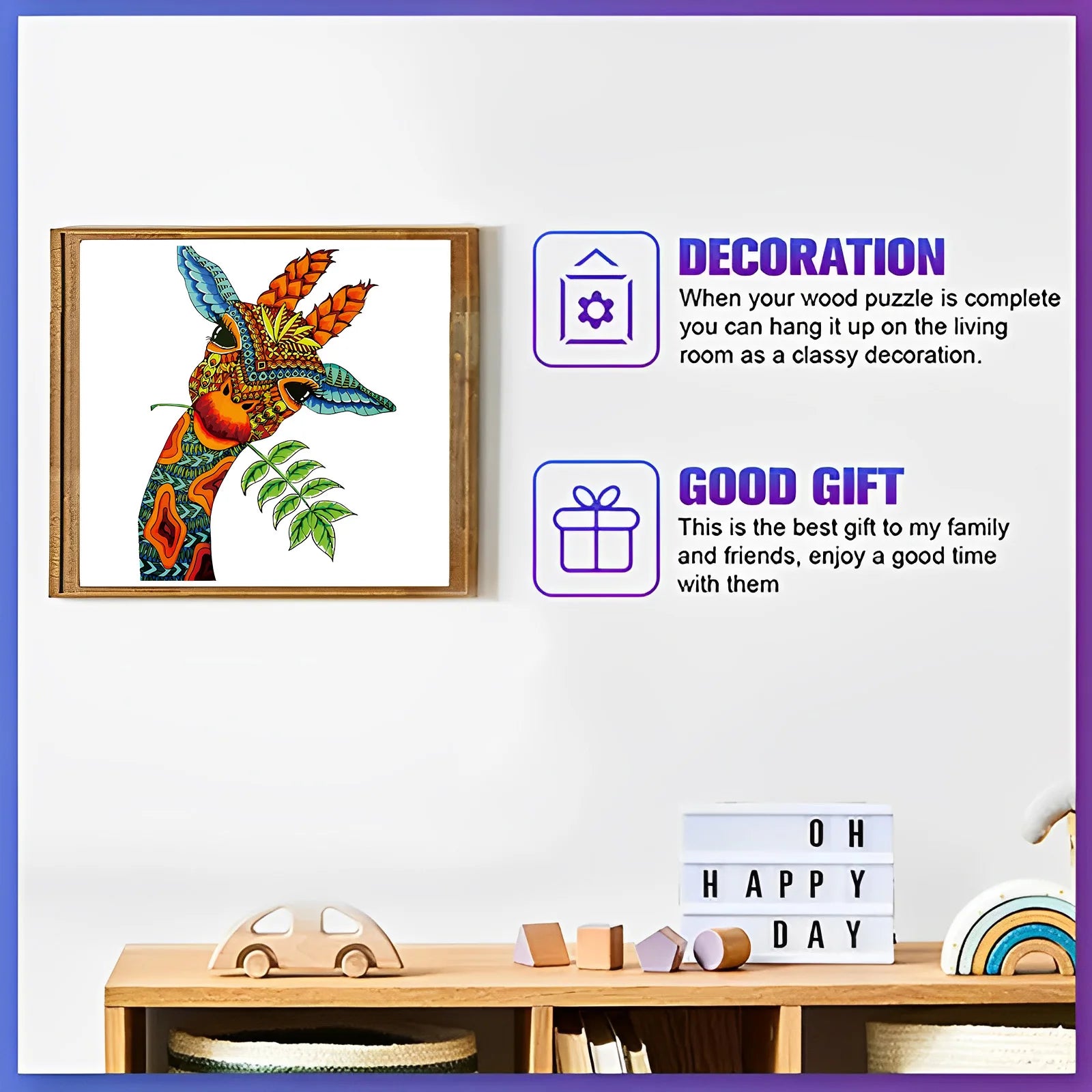 CowLost | giraffe-shape-wooden-puzzle-irregular-animal-patterns-educational-toys-family-diy-games-holiday-birthday-gifts |3