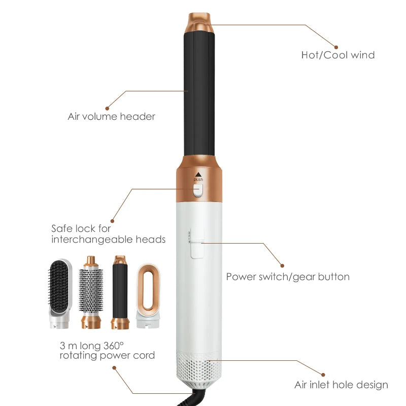 CowLost | 5-in-1-hair-dryer-hot-comb-set-professional-curling-iron-hair-straightener-styling-tool-for-professional-hair-dryer-household |9