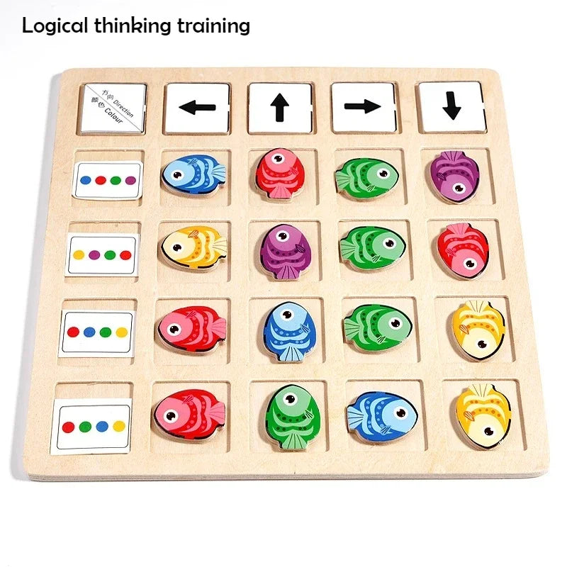 Wooden Montessori Educational Logic and Color Cognition Board Game for Children