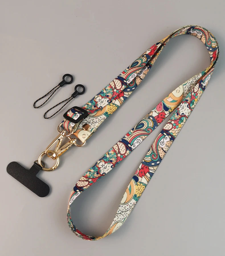 CowLost | uncategorized-adjustable-graffiti-pattern-long-crossbody-phone-lanyard |8