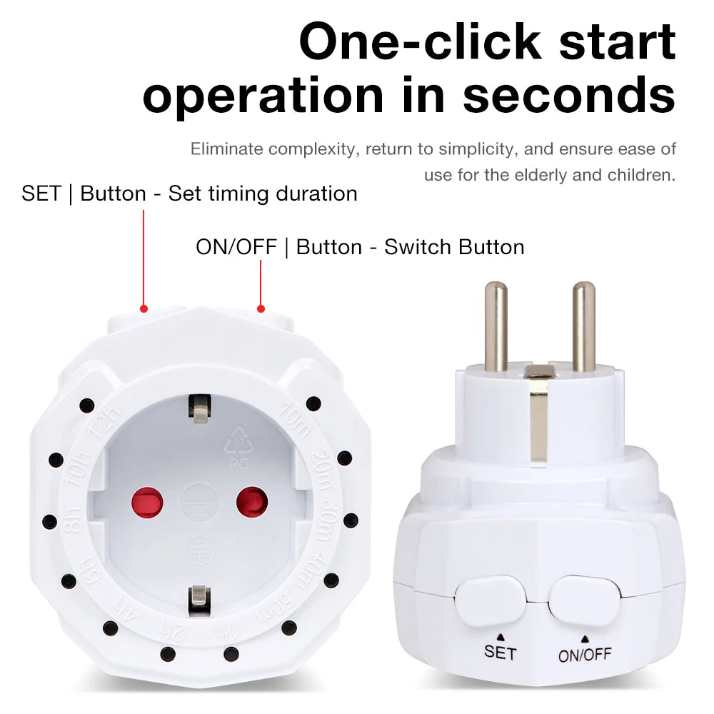 12/24H Countdown Timer Socket EU Plug 16A 230V Scheduled Charging Switch for Lighting
