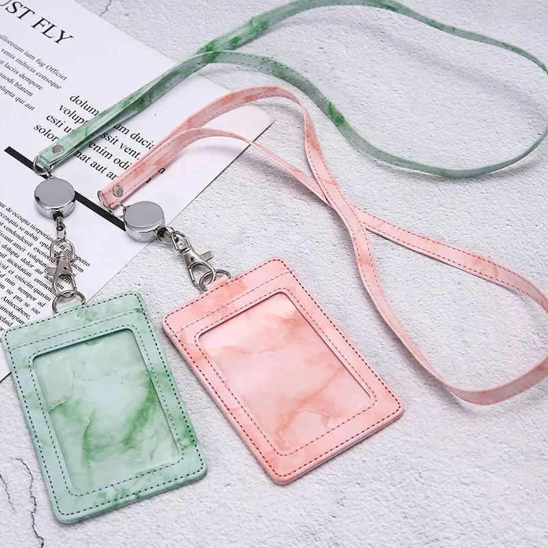 1 Pcs PU Leather Card Cover Work ID Name Badge Holder