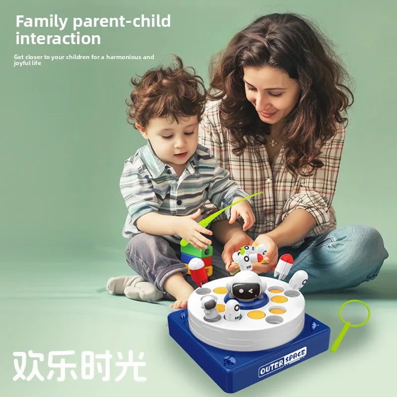 Rocket Launching Rotary Table Airship Catapult Bouncing Turntable Training Toy Gift