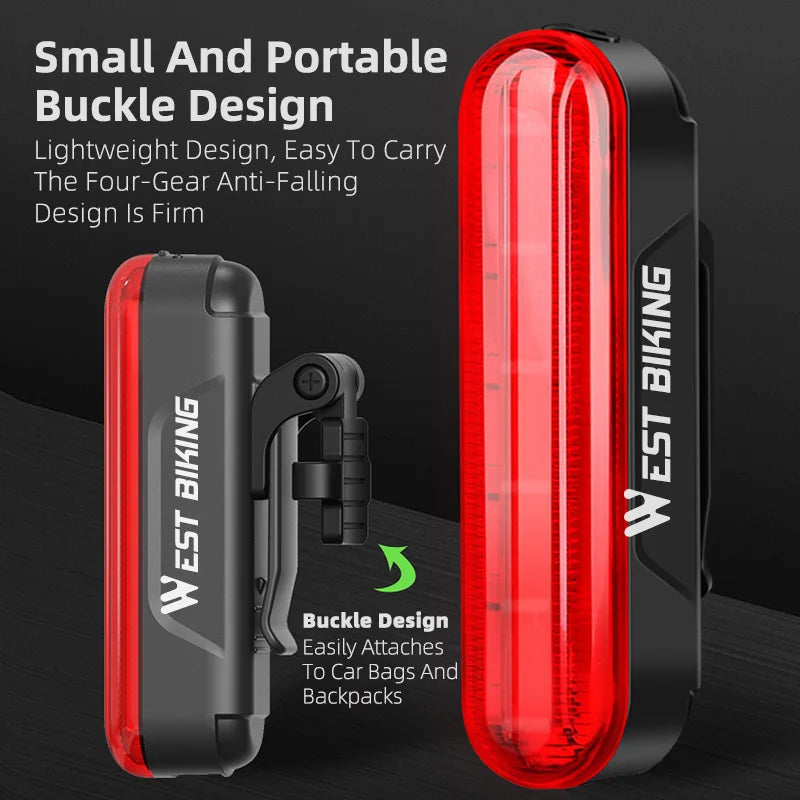 CowLost | west-biking-bike-taillight-laser-brake-sensing-rear-light-ipx5-waterproof-usb-charging-bike-light-mtb-road-bicycle-accessories |2