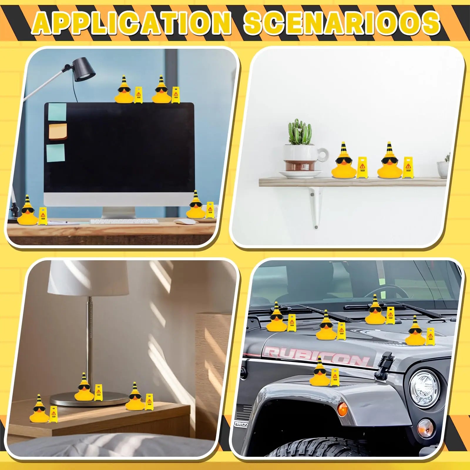 CowLost | product_id-rubber-duck-jeep-dashboard-decoration-with-sunglasses-and-road-signs-squeaky-toy |6