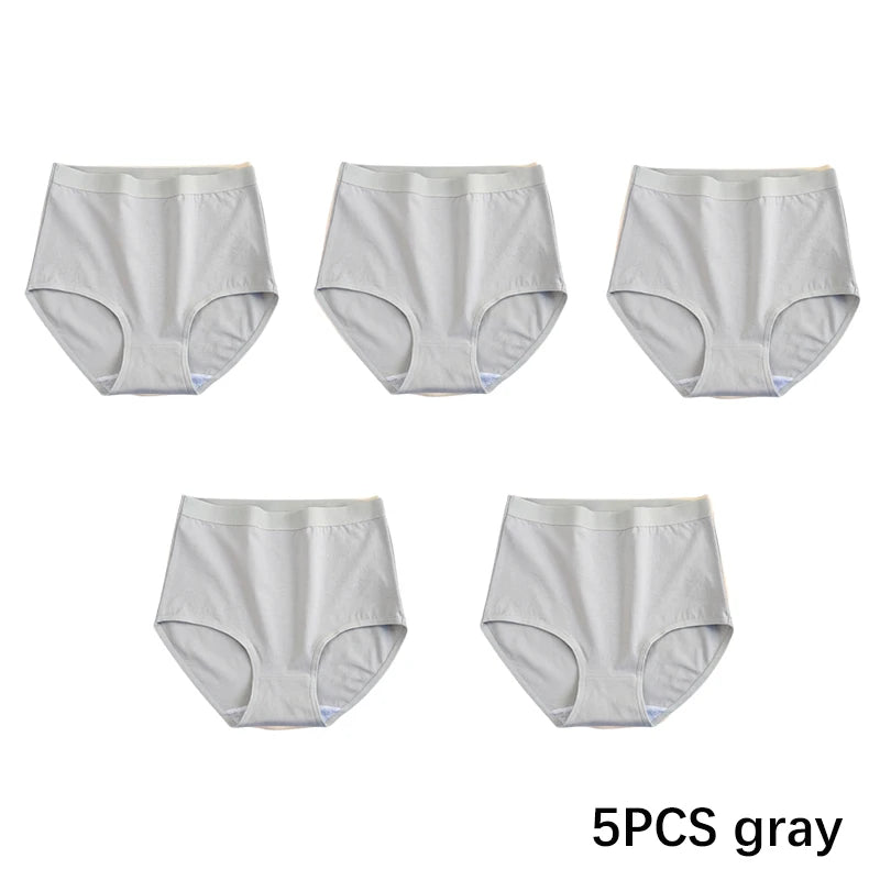 CowLost | product_id-fallsweet-5pcs-women-s-plus-size-cotton-seamless-solid-briefs |8