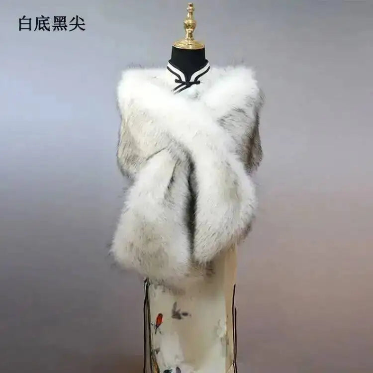 CowLost | 32-colors-165-30cm-women-luxury-warm-faux-fox-fur-shawl-winter-ladies-plush-scarf |30