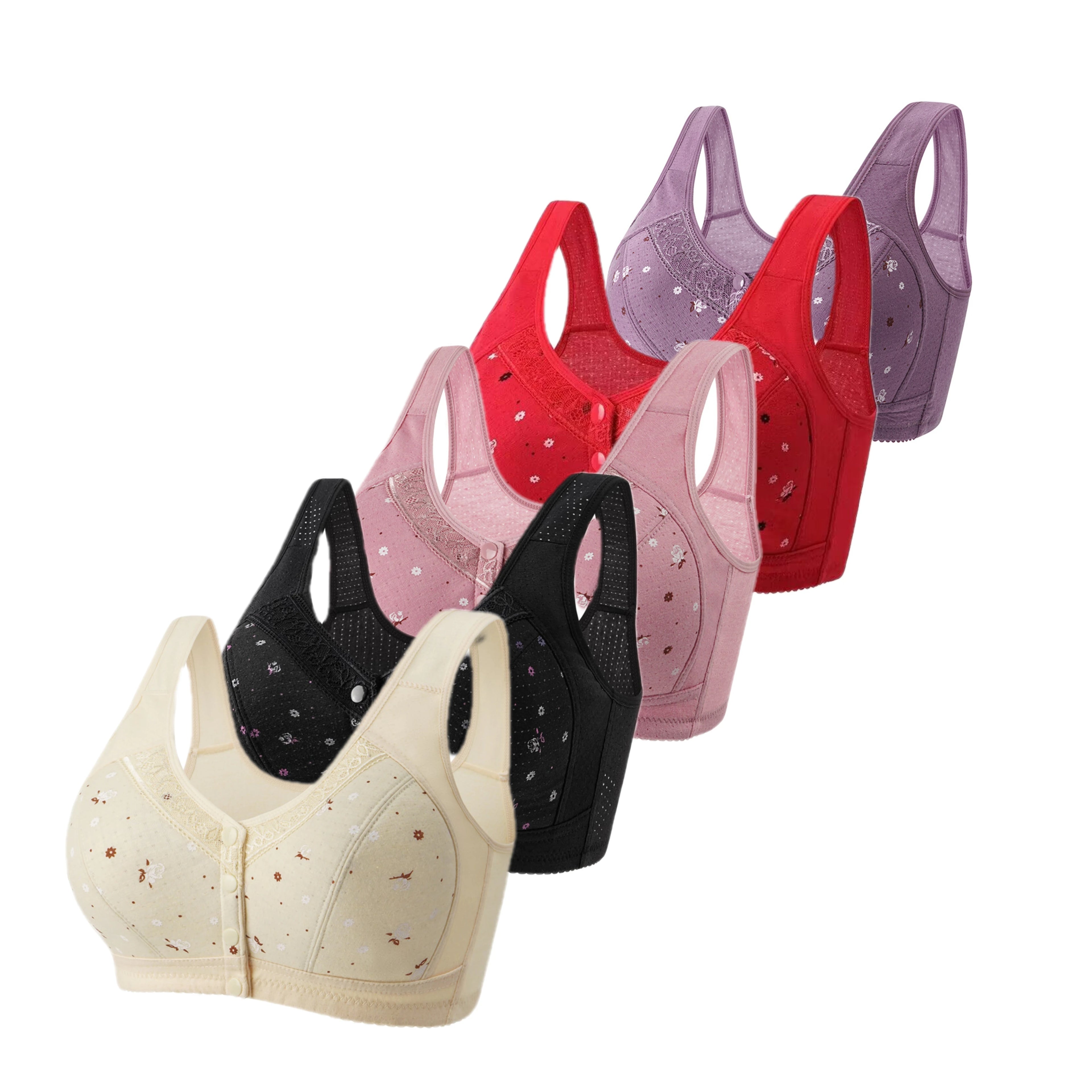 CowLost | product_id-fallsweet-5-piece-wireless-front-closure-seamless-lace-plus-size-bras-38-50bc |18