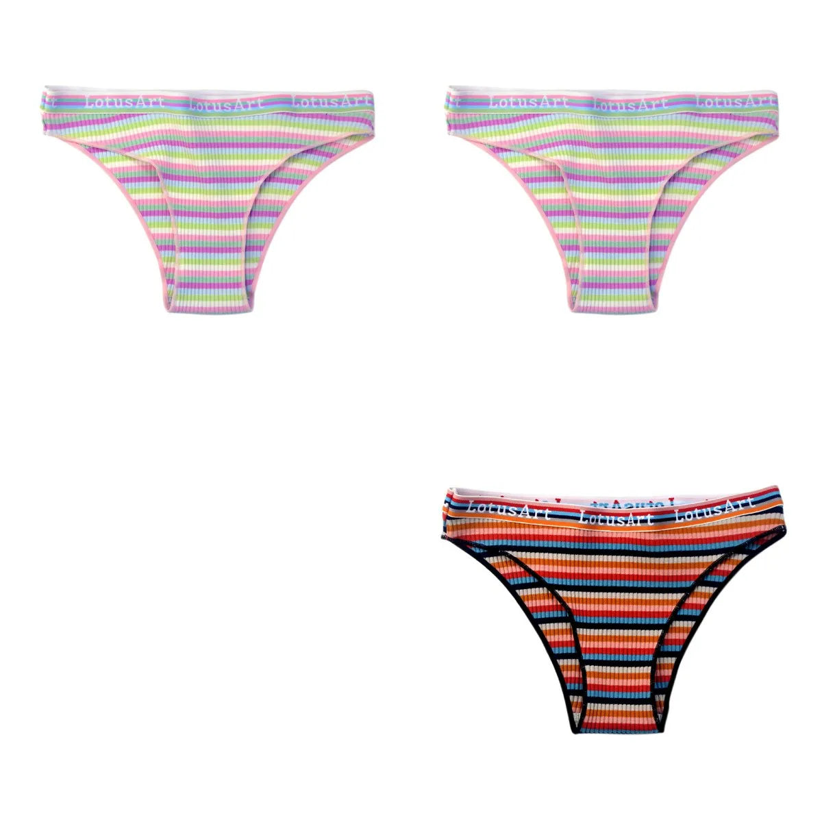 CowLost | product_id-3pcs-women-s-low-waist-striped-cotton-briefs-m-xxl-breathable-panties |24