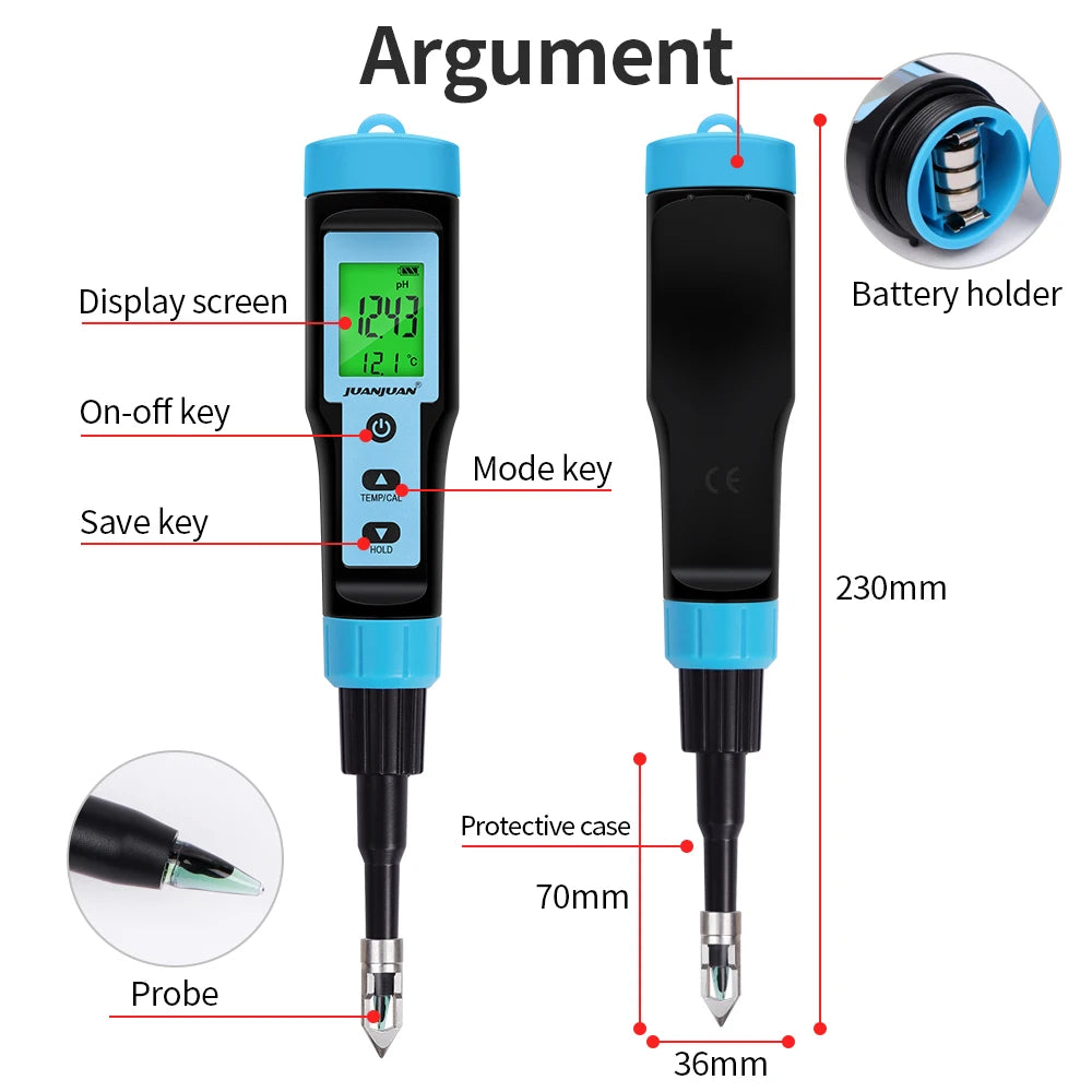 Digital PH Meter with Backlight for Food, Soil, Cosmetic, Cheese, Meat, Fruit, Dough Testing