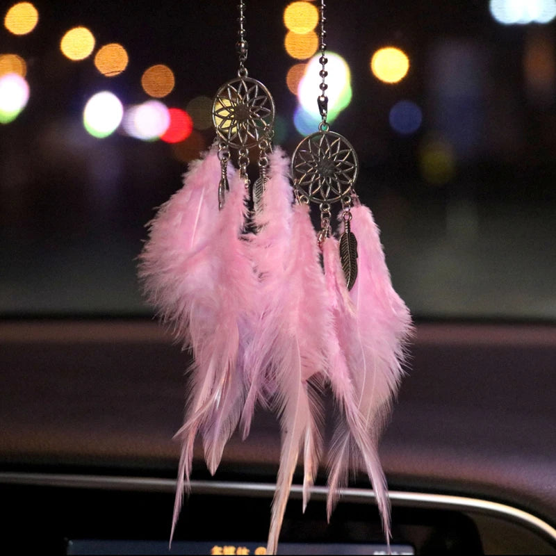 CowLost | product_id-mini-dream-catcher-car-pendant-wind-chime-feather-decoration-handmade-gift |1