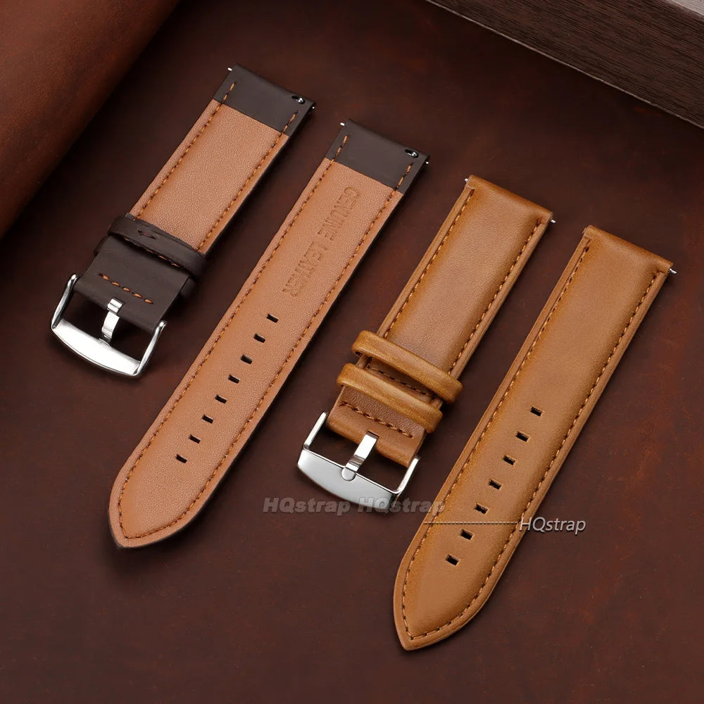 Vintage Leather Watchband 18-24mm Quick Release Pin Buckle for Seiko Unisex