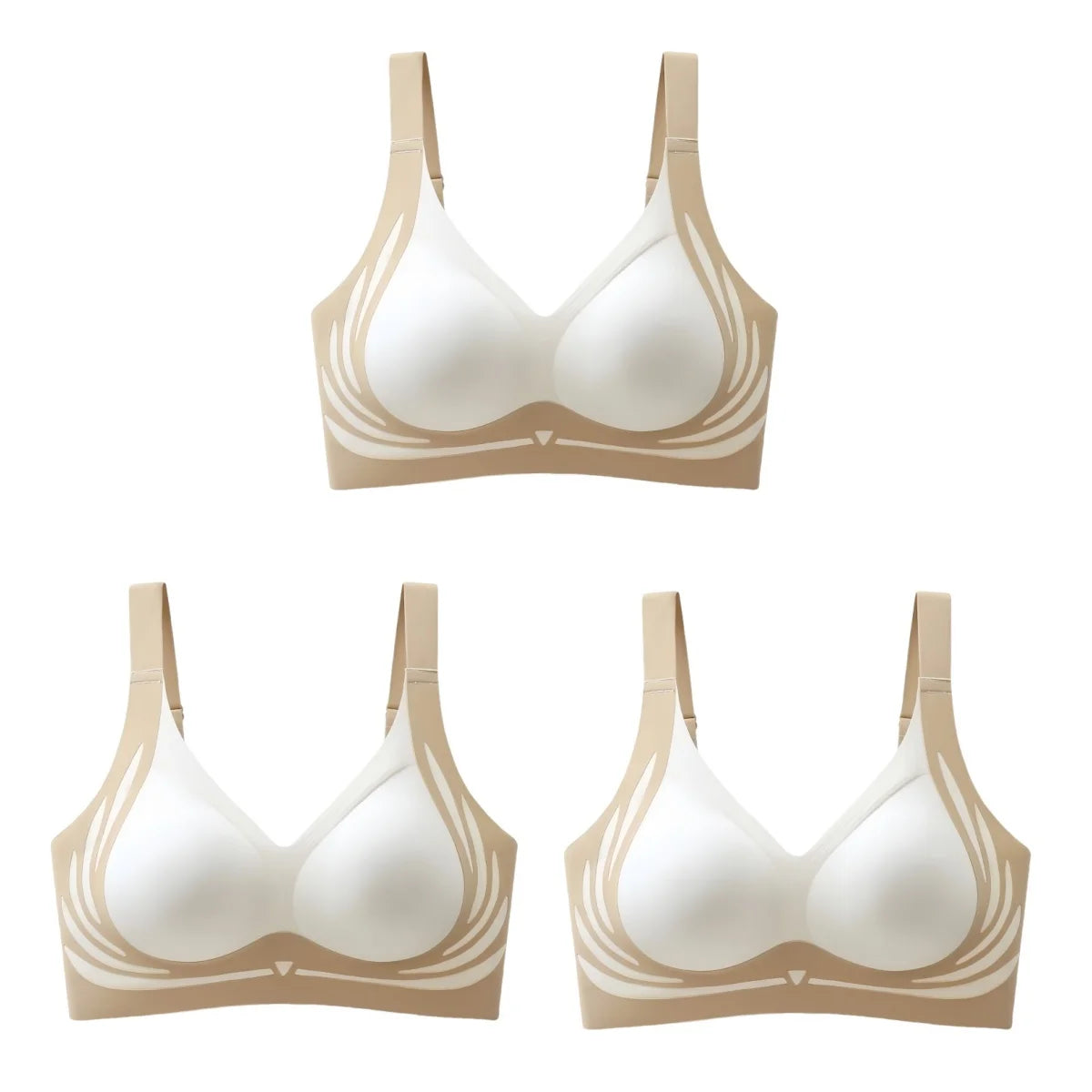 CowLost | product_id-3pcs-wireless-seamless-padded-push-up-bras-for-women-adjustable-straps-plus-size-m-4xl |14