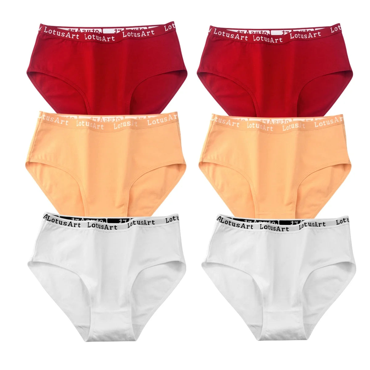 CowLost | product_id-6pcs-women-s-high-rise-seamless-cotton-briefs-m-2xl-solid-colors |16