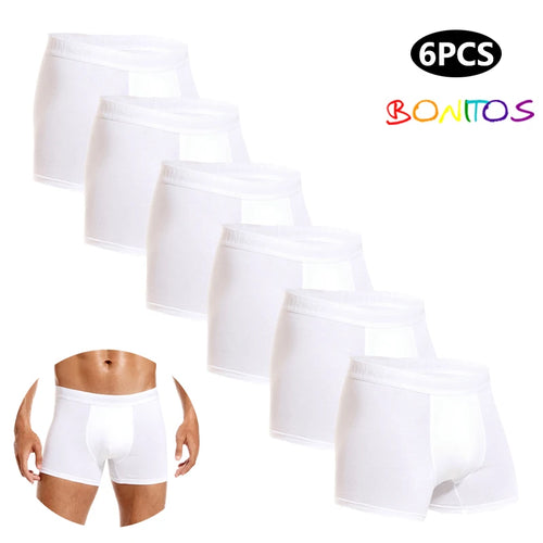 CowLost | 6pcs-white-men-panties-cotton-boxers |1