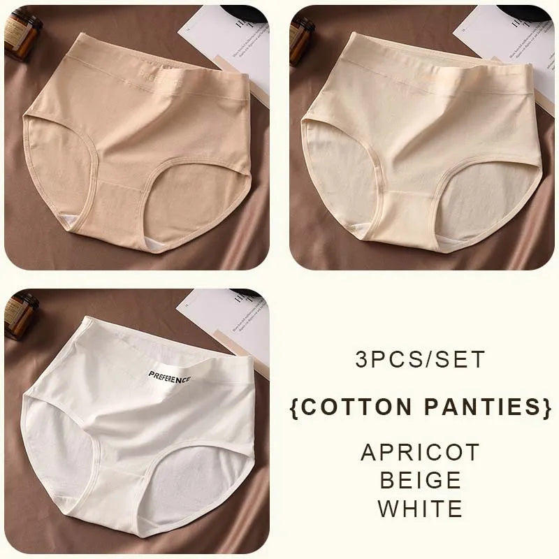 CowLost | product_id-fallsweet-3pcs-womens-large-high-waist-seamless-cotton-briefs |22