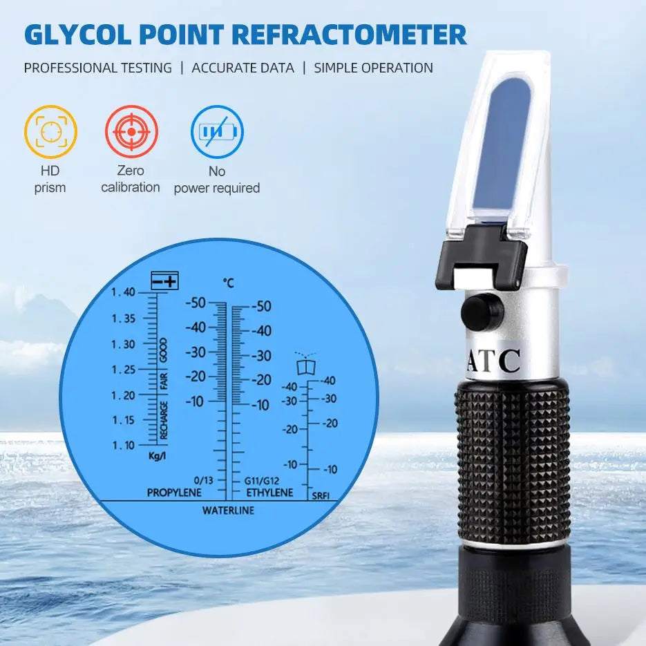 Portable Automotive Antifreeze Refractometer Freezing Point Tester ATC for Water Coolant