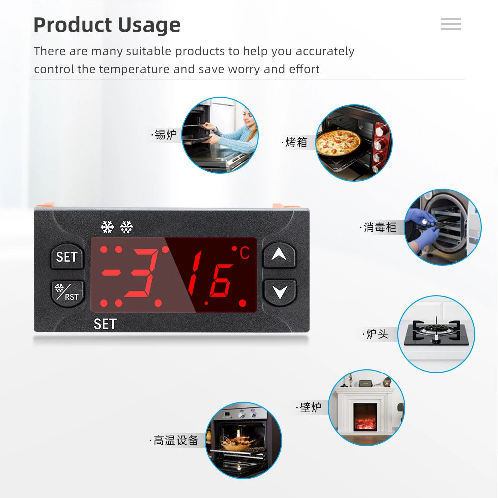 Digital Temperature Controller Thermostat AC 110V/220V DC 12-24V Relay LED Heating Cooling Thermoregulator