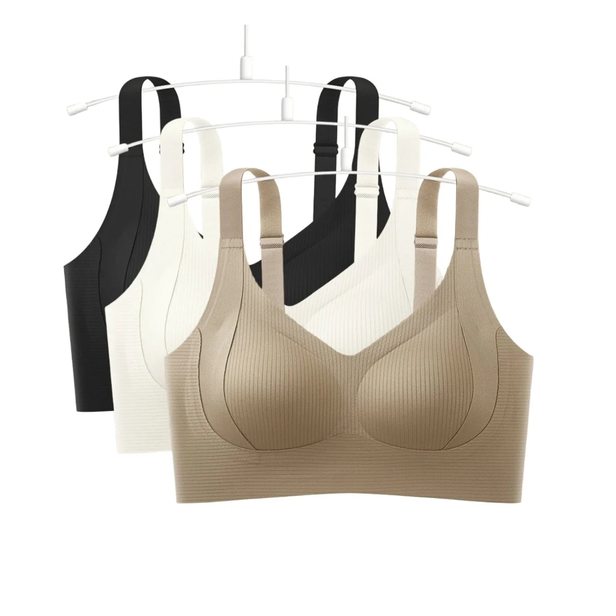 CowLost | product_id-3pcs-plus-size-seamless-push-up-bras-with-adjustable-straps-sizes-m-4xl |10