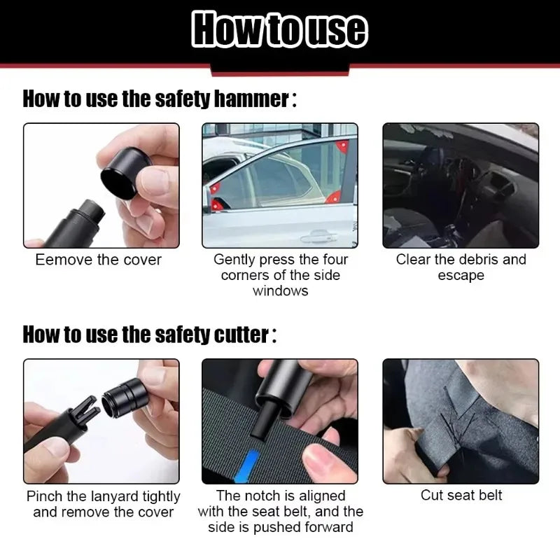 CowLost | 2-in-1-car-safety-emergency-hammer-high-hardness-car-tungsten-glass-breaker-seat-belt-cutter-auto-steel-rescue-tool-accessories-1 |5