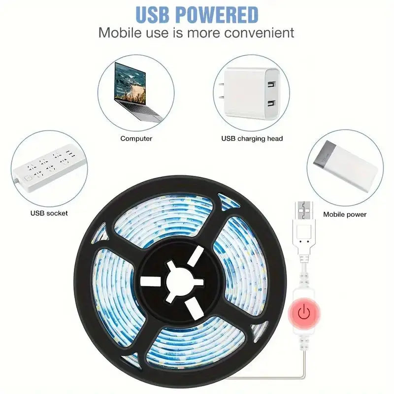 CowLost | light-ropes-strings-product_id-dc-5v-usb-touch-dimmer-led-strip-light-2835-flexible-tape-for-tv-backlight-mirror-wardrobe-cabinet-decor |5