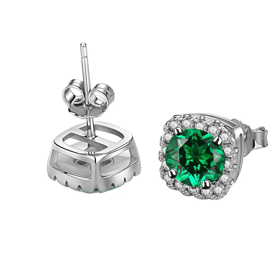 CowLost | business-card-cases-925-sterling-silver-lab-blue-green-moissanite-stud-earrings |2