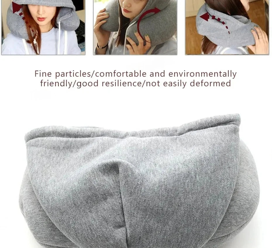 CowLost | travel-pillows-product_id-portable-u-shape-neck-pillow-with-hood-for-travel-and-privacy-protection |9