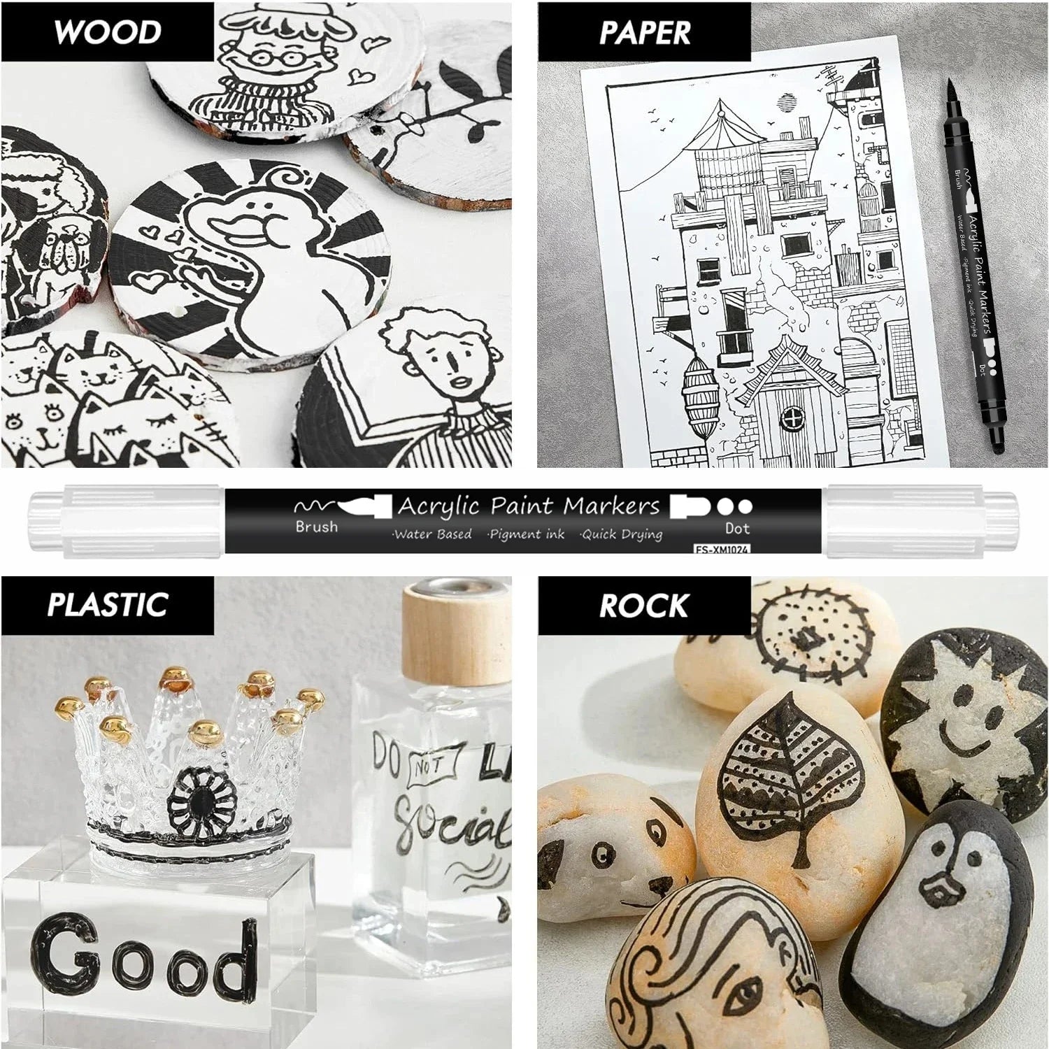 CowLost | markers-product_id-black-white-acrylic-paint-marker-pen-set-12-pcs-brush-fine-dot-tip-for-paper-rock-wood-metal-plastic |7