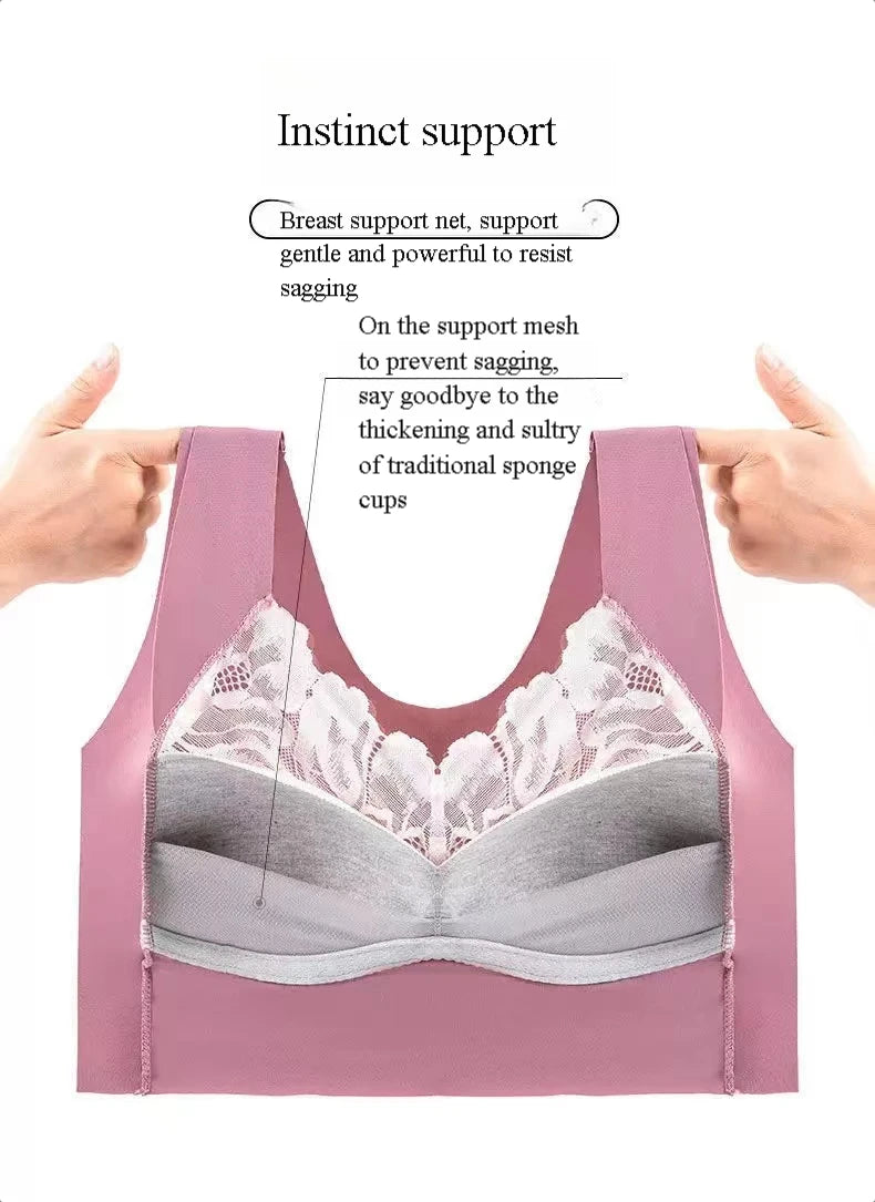 CowLost | product_id-plus-size-wireless-lace-seamless-full-cup-bra-for-women |7