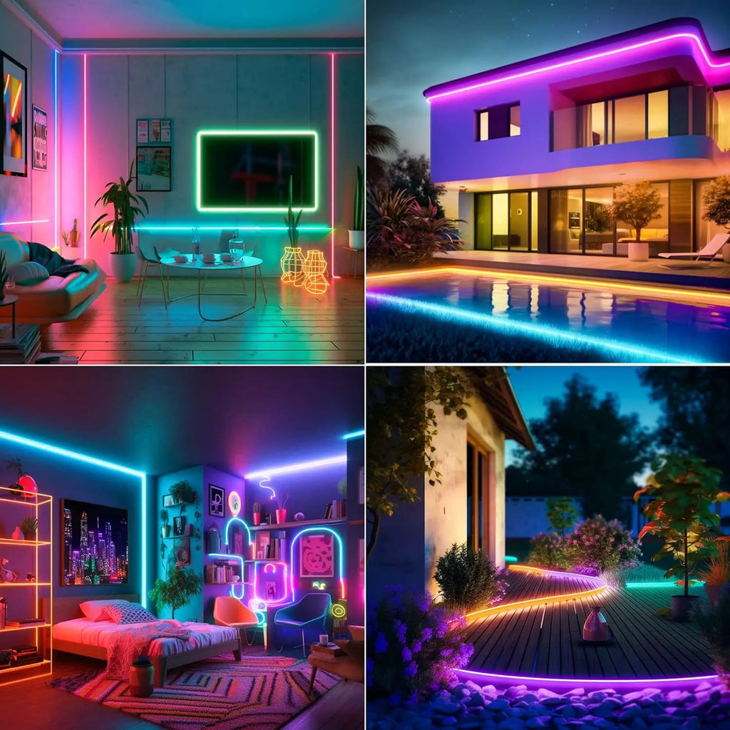 Mexllex 30M/20M RGB Neon Light Strip Waterproof with APP & Remote, Music Sync for Bedroom & Outdoors