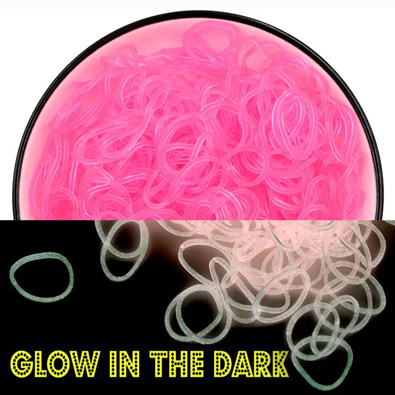DIY Loom Band Bracelet Making Kit Transparent Fluorescent Colorful Rubber Bands Starter Set