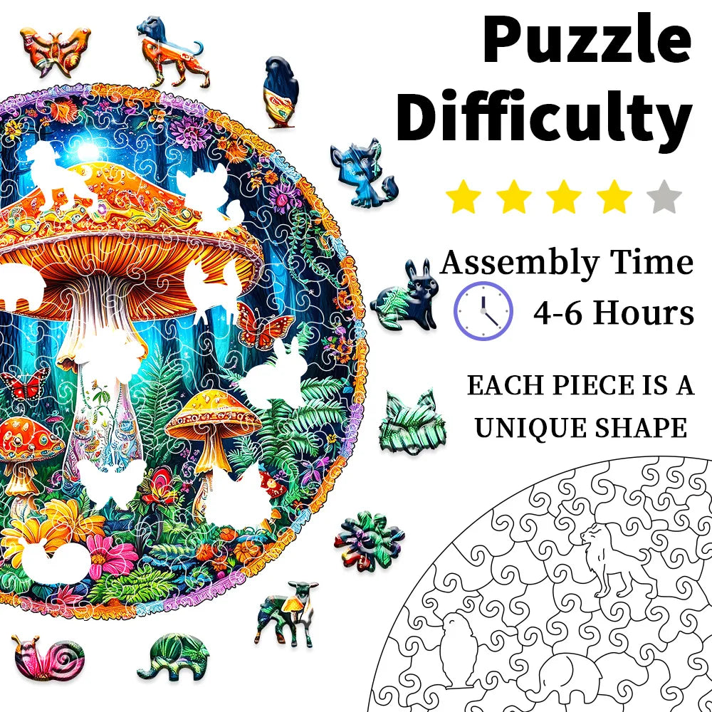 CowLost | product_id-enchanted-forest-mushroom-wooden-jigsaw-puzzle-premium-brain-teaser-gift-box |4