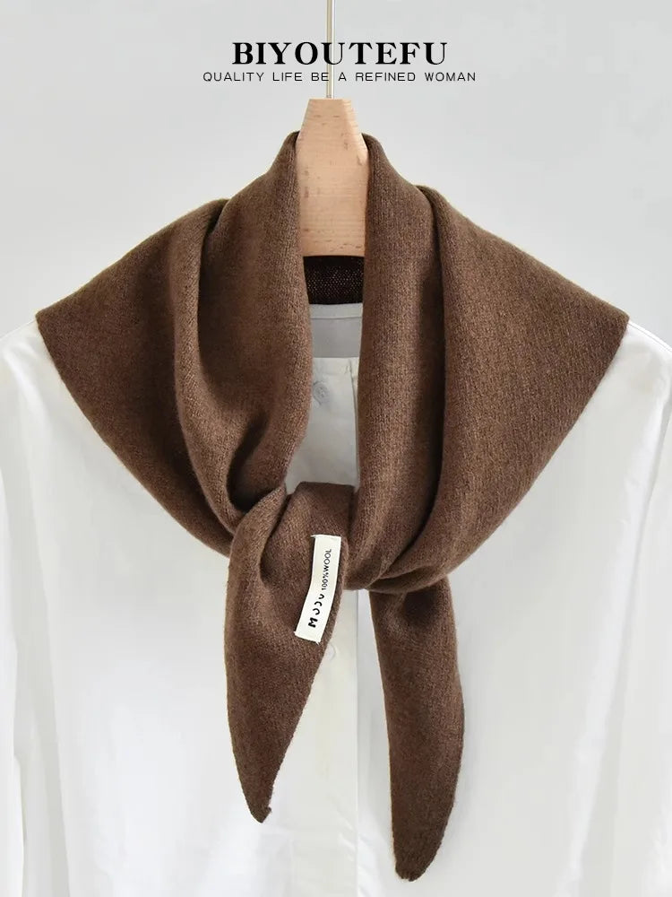 CowLost | australian-wool-knitted-triangle-scarf-shawl-womens-autumn-winter-warm-neck-protection-scarf |21