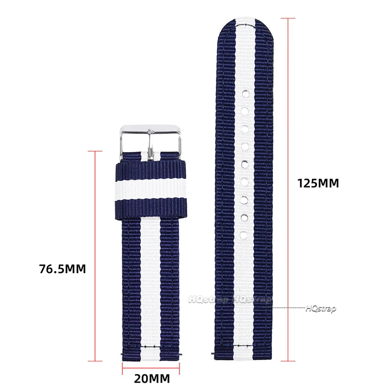HQstrap 20mm 22mm Nylon Quick Release Watch Strap Unisex Sport Replacement Band