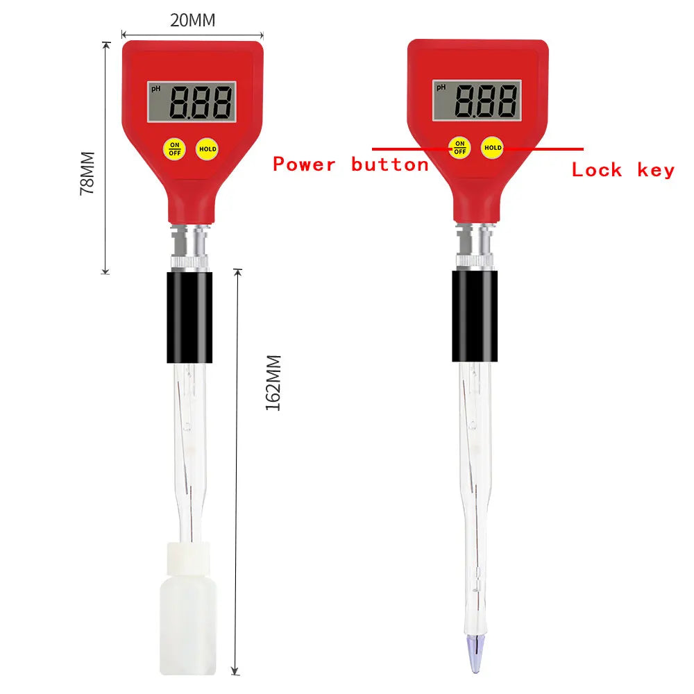 JUANJUAN PH-98108 Digital pH Meter with Sharp Glass Electrode 0-14 pH for Water, Food, Soil Testing