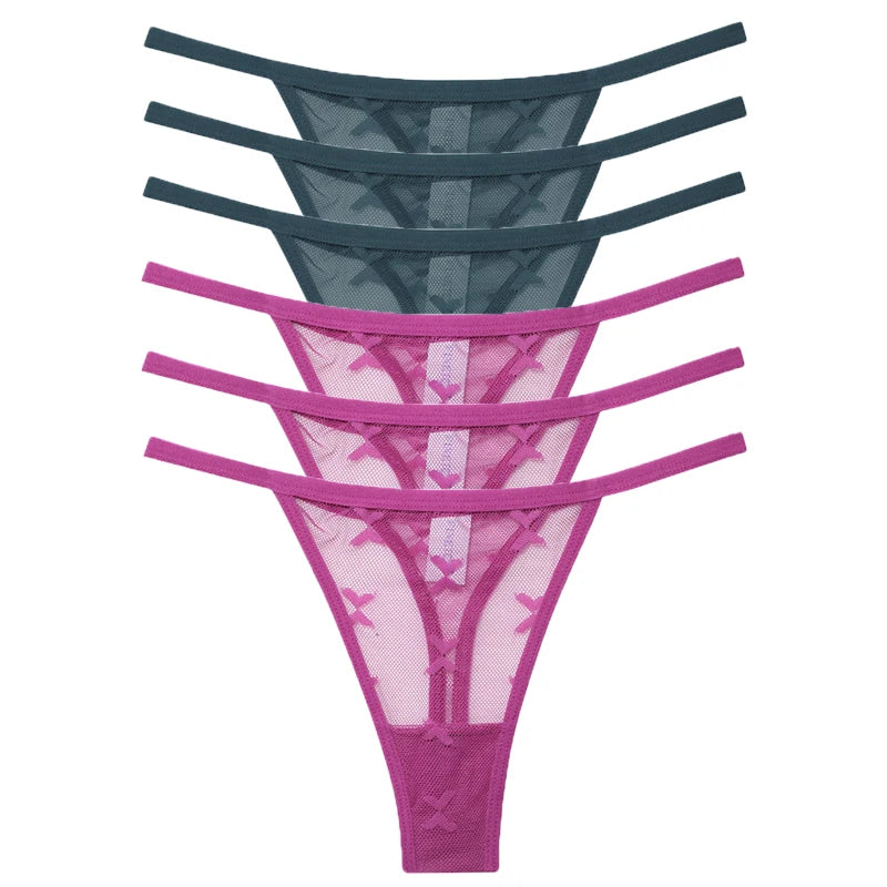 CowLost | activewear-pants-6pcs-women-transparent-mesh-thong-panties-g-string |36