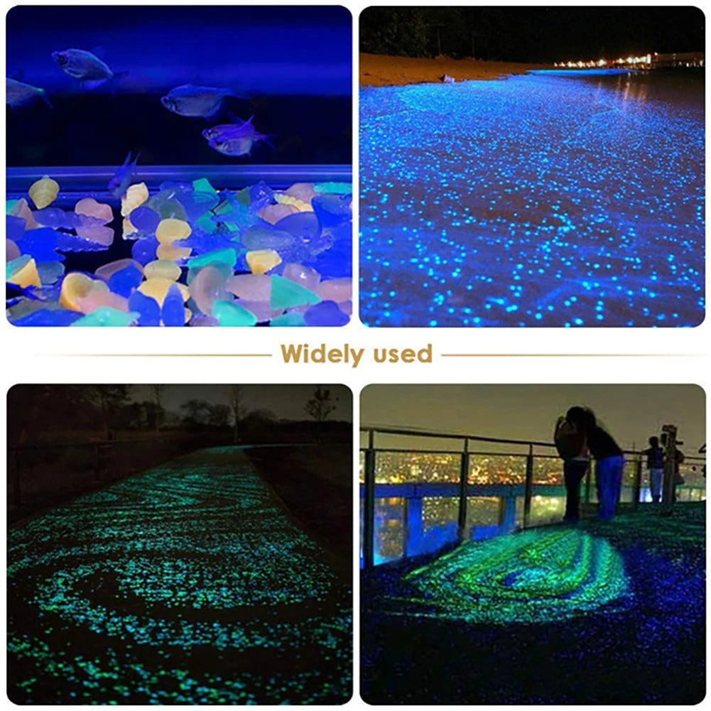 50pcs Glow in Dark Luminous Stones Garden Pebbles Fish Tank Aquarium Decoration