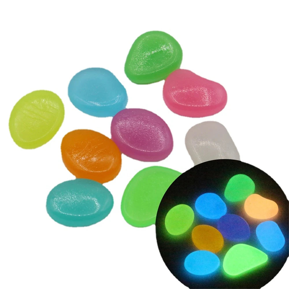 50Pcs Large Glow in the Dark Garden Pebbles for Patio, Lawn, Fish Tank, and Home Decoration