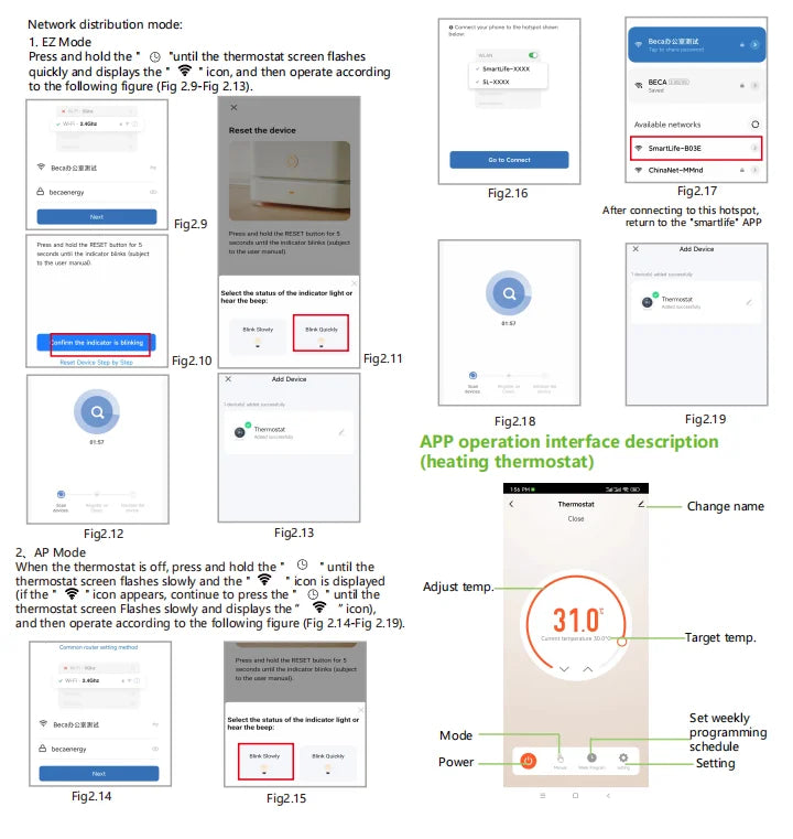 Smart WiFi Programmable Knob Thermostat for Electric Floor Heating & Gas Boiler