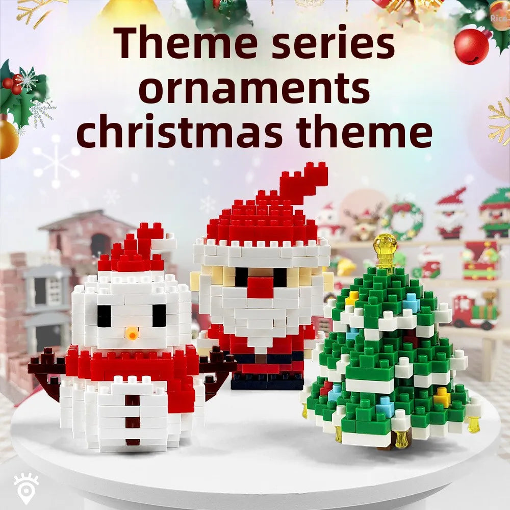 Christmas Building Block Set Santa Claus Reindeer Puzzle Toy for Kids