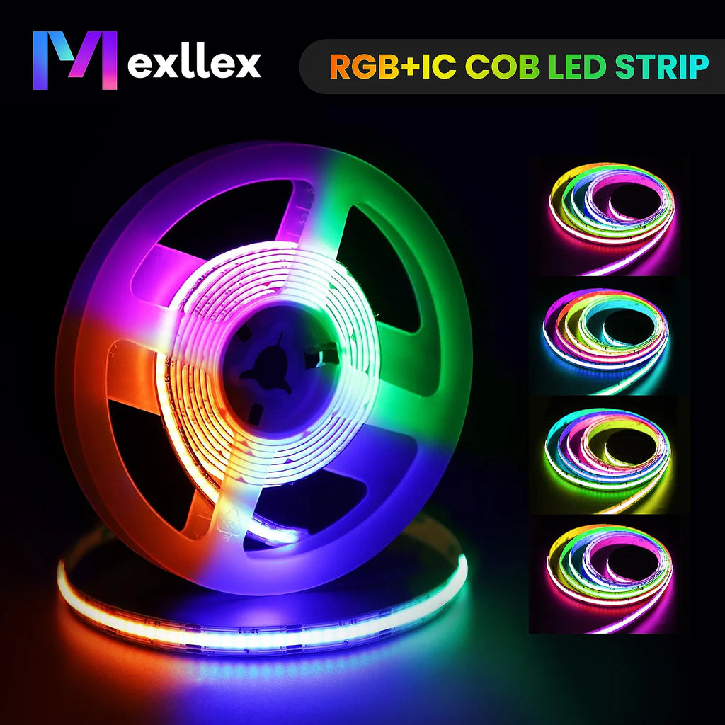 5M WS2811 RGBIC COB LED Strip, Individually Addressable, 160 or 576 LEDs/M, Flexible TV Backlight & Room Decoration