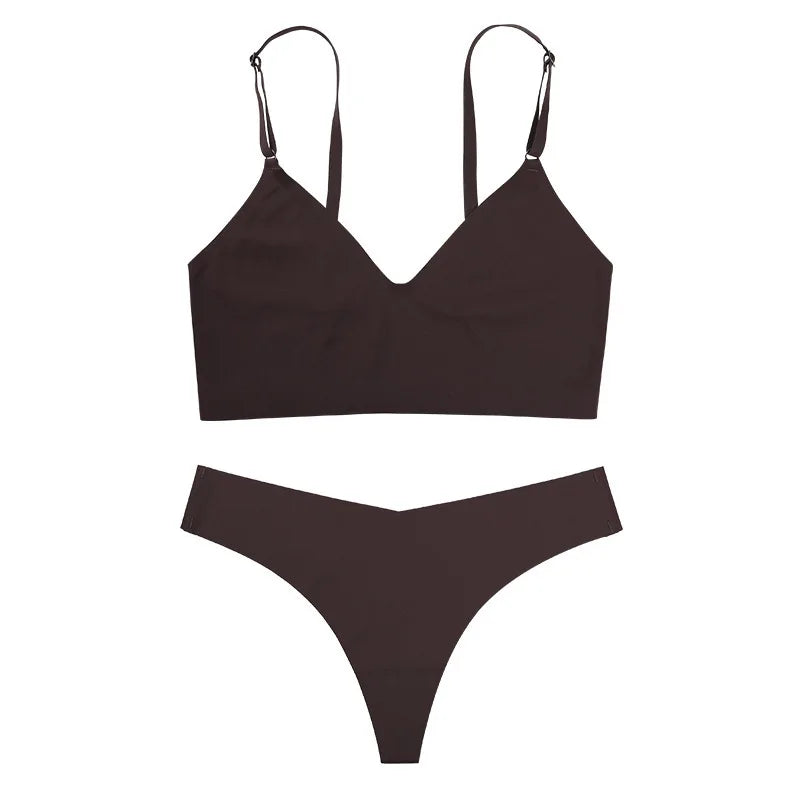 CowLost | product_id-seamless-wireless-v-neck-bra-low-waist-thong-set-for-women |9