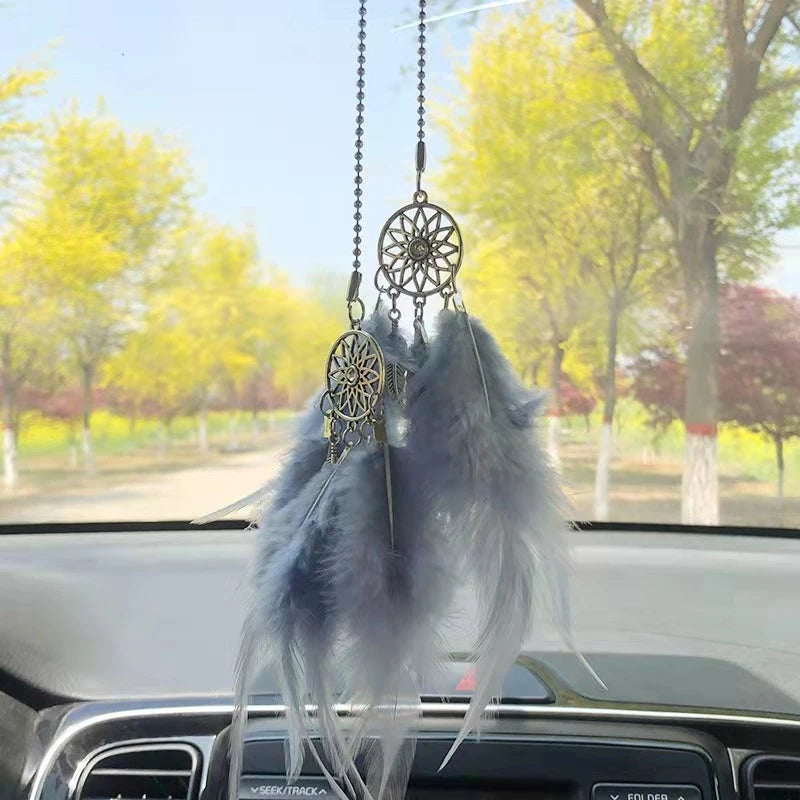 CowLost | product_id-mini-dream-catcher-car-pendant-wind-chime-feather-decoration-handmade-gift |3