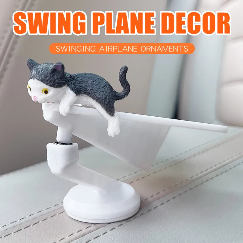 CowLost | inertial-swing-plastic-paper-airplane-move-cute-cat-kitty-wag-plane-sway-car-ornament-dashboard-decorations-cool-fun-accessories |4