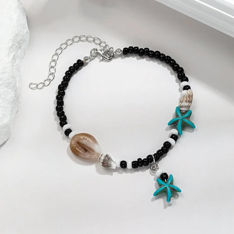 CowLost | bohemia-shell-anklet-for-women-colorful-rice-beads-handmade-braided-rope-bracelet-on-leg-beach-barefoot-sandal-leg-chain-jewelry |7