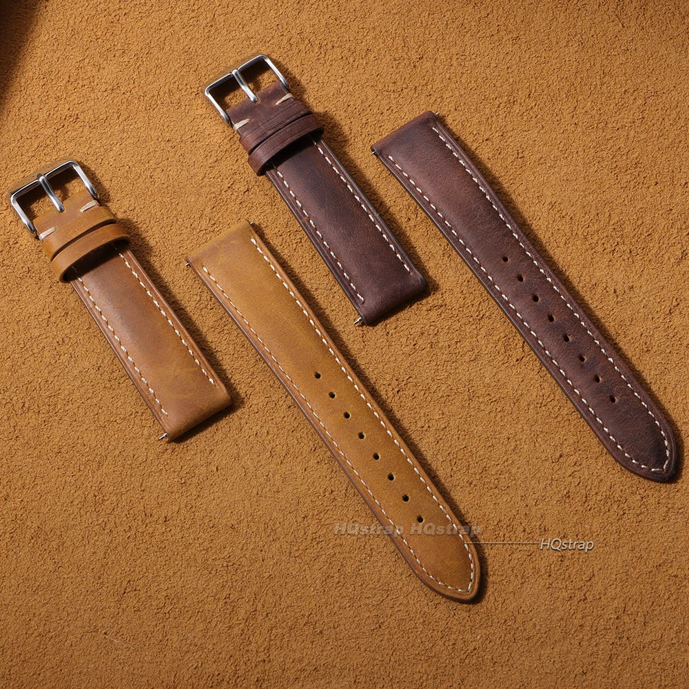 CowLost | product_id-hqstrap-genuine-cowhide-leather-watch-band-18-24mm-handmade-retro-strap-with-metal-buckle-quick-release-for-men-and-women |7
