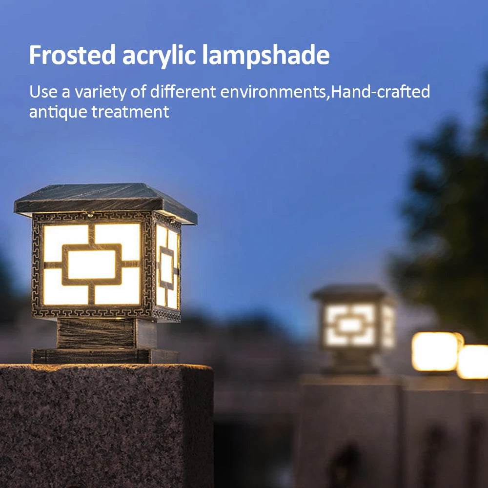 Outdoor Solar LED Post Cap Lights Waterproof with 2 Color Modes for Garden Patio Pathway