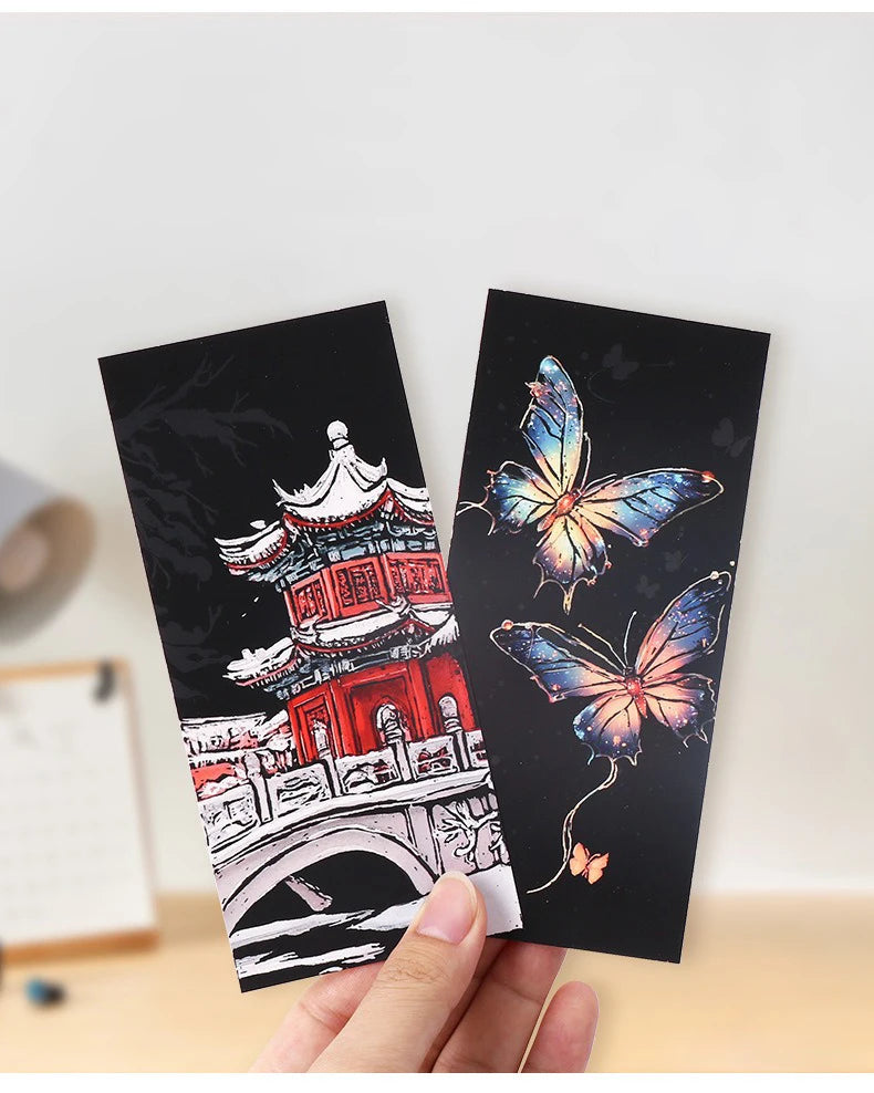 CowLost | 12-pcs-set-diy-scratch-painting-animal-bookmarks-colorful-for-kids-portable-creative-doodle-art-toy-handmade-night-scene-art |12