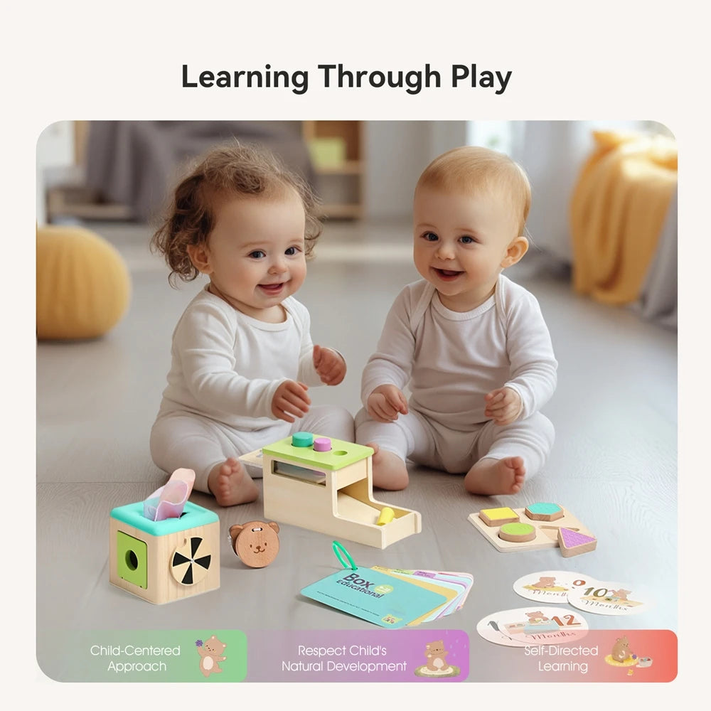 CowLost | cat-treats-8pc-wooden-montessori-toy-set-for-babies-0-12-months-early-education |8